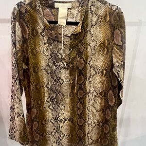 Michael Kors Brown Tan Snake Print Blouse